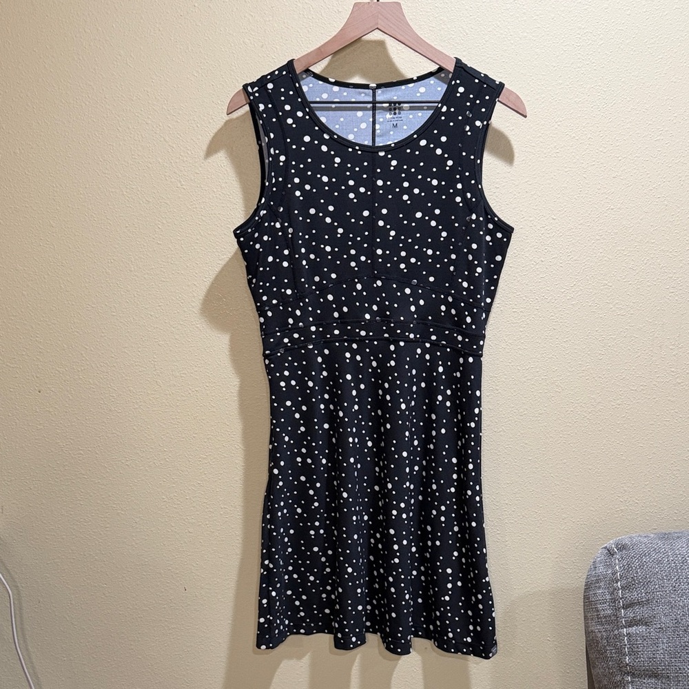Title Nine Size Medium Black Dress with White Polka Dots